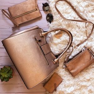 Rose Gold Isabelle Vegan Leather Purse Handbag